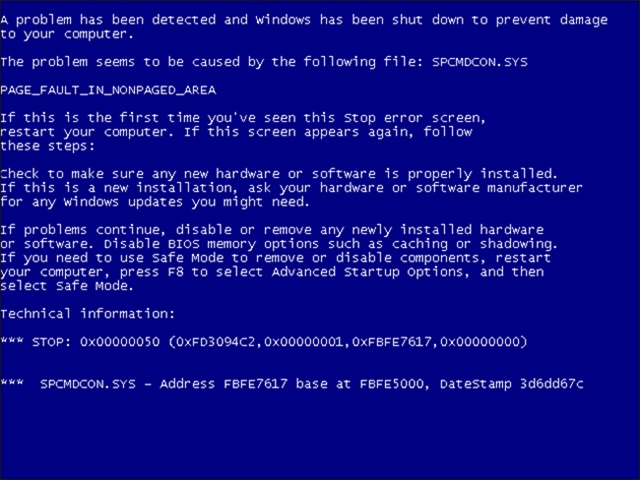 WindowsXP蓝屏