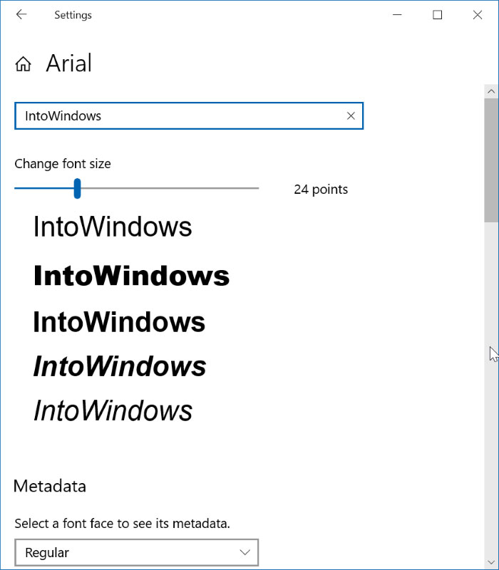 在Windows 10中预览字体
