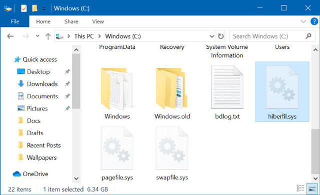 在Windows10中删除Hiberfil.sys（休眠）文件